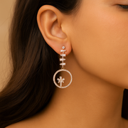 Glamorous Gold-Tone Dangle Earrings with Crystal Accents for Women & Girls
